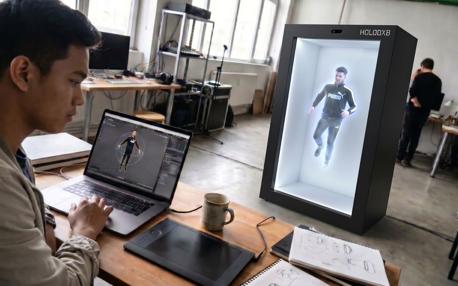 Custom 3D content rendered on a holographic display